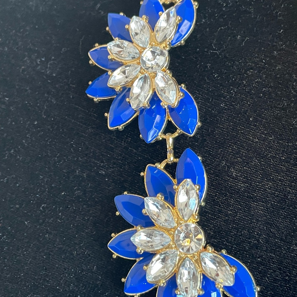 Blue, Gold and Faux Diamond Necklace - Picture 3 of 4